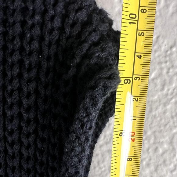 Cato Sz L Chunky Knit Sweater Vest Black Sleeveless Cardigan Double Breasted - Picture 12 of 12